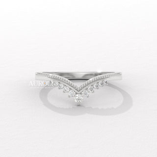 Round Diamond Curved Style Vintage Moissanite Wedding Band