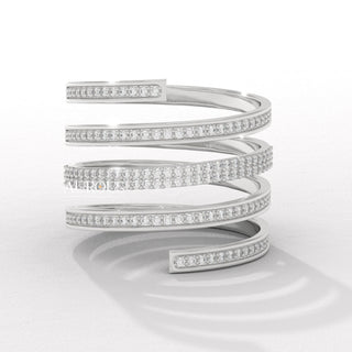 Round Cut Diamond Spiral Unique Moissanite Wedding Ring