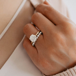 round diamond engagement ring and matching wedding band