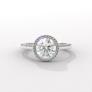 1.50CT Round Diamond Vintage Style Bezel Setting Moissanite Engagement Ring