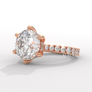 4.0CT Round Diamond Hidden Halo Pave Setting Moissanite Engagement Ring