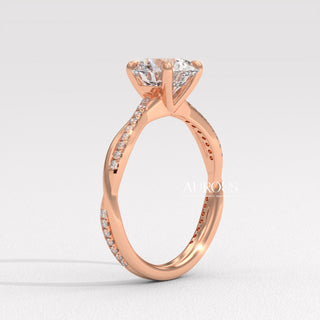 1.50CT Round Diamond Twisted Pave Setting Moissanite Engagement Ring