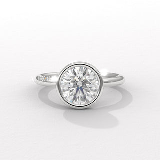 1.50CT Round Diamond Bezel Setting Hidden Halo Moissanite Engagement Ring