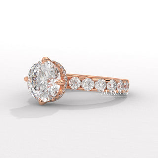 1.50CT Round Diamond Pave Setting Moissanite Engagement Ring