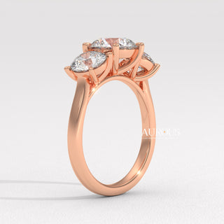 1.50CT Round Diamond Three Stone Setting Moissanite Engagement Ring