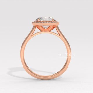 2.0CT Round Cut Halo Pave Setting Moissanite Diamond Engagement Ring