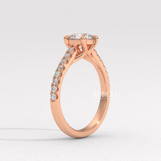 0.50CT Round Diamond Pave Setting Moissanite Engagement Ring