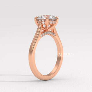 2.0CT Round Diamond Hidden Halo Moissanite Engagement Ring