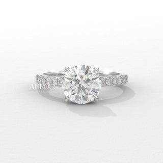 1.50CT Round Cut Pave Setting Moissanite Engagement Ring