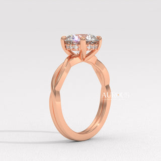 1.50CT Round Diamond Twisted Hidden Halo Moissanite Engagement Ring