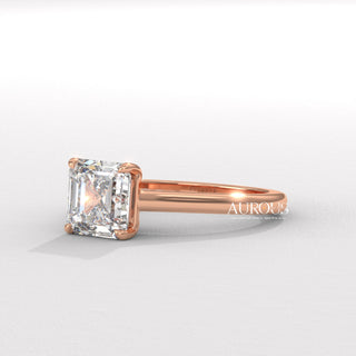 1.0CT Asscher Cut Hidden Diamond Moissanite Engagement Ring