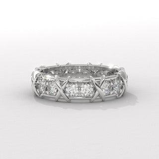 Round Diamond Unqiue Full Eternity Moissanite Wedding Band