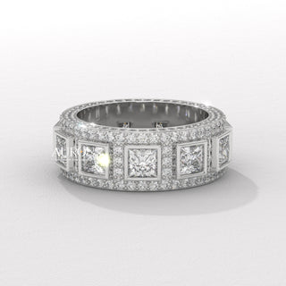 Princess Diamond Unique Eternity Moissanite Wedding Band