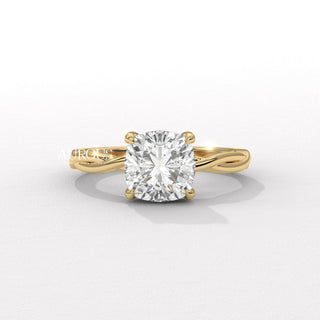 2.0CT Cushion Cut Twisted Hidden Halo Moissanite Engagement Ring