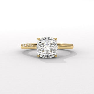 1.0CT Cushion Cut Hidden Halo Moissanite Engagement Ring