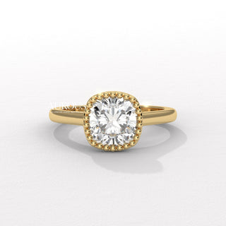 1.50CT Cushion Cut Vintage Style Bezel Setting Moissanite Engagement Ring