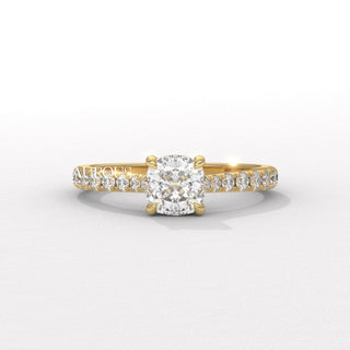 1.0CT Cushion Diamond Pave Setting Moissanite Engagement Ring