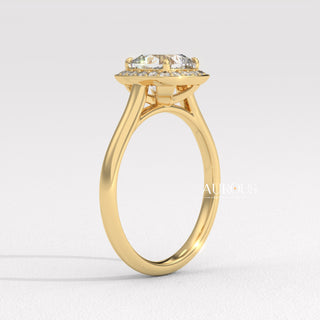 1.50CT Cushion Cut Halo Setting Moissanite Engagement Ring