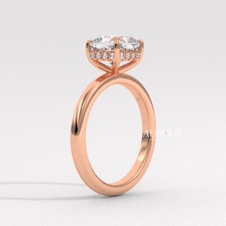 1.50CT Cushion Diamond Hidden Halo Moissanite Engagement Ring