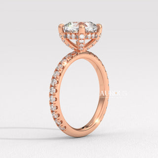1.0CT Cushion Cut Hidden Halo Setting Moissanite Engagement Ring