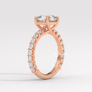 1.50CT Cushion Diamond Pave Setting Moissanite Engagement Ring