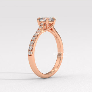 1.0CT Cushion Diamond Pave Setting Moissanite Engagement Ring