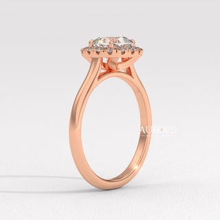 1.0CT Cushion Cut Halo Diamond Moissanite Engagement Ring