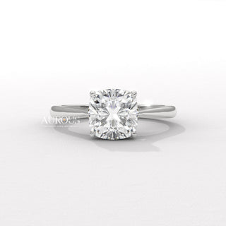 1.0CT Cushion Cut Hidden Halo Moissanite Engagement Ring