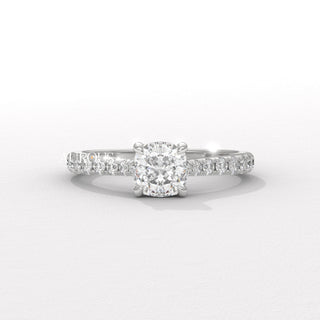 1.0CT Cushion Diamond Pave Setting Moissanite Engagement Ring