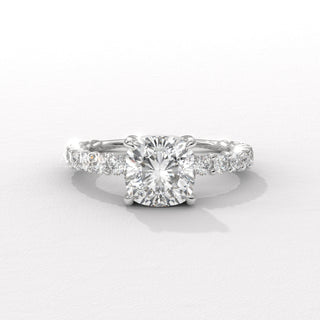 1.50CT Cushion Diamond Pave Setting Moissanite Engagement Ring