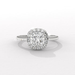 1.0CT Cushion Cut Halo Diamond Moissanite Engagement Ring