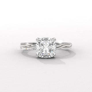 2.0CT Cushion Cut Twisted Hidden Halo Moissanite Engagement Ring