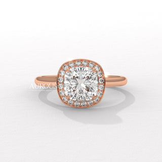 1.50CT Cushion Cut Halo Setting Moissanite Engagement Ring