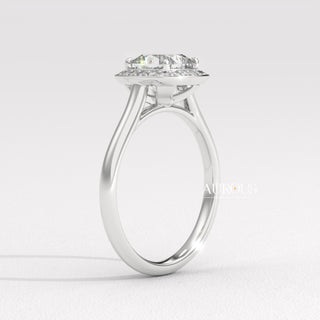 1.50CT Cushion Cut Halo Setting Moissanite Engagement Ring