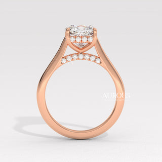 1.0CT Cushion Cut Hidden Halo Moissanite Engagement Ring