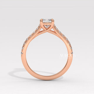 1.0CT Cushion Diamond Pave Setting Moissanite Engagement Ring