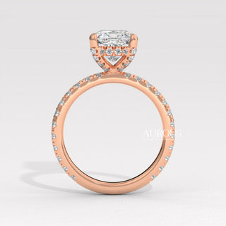1.0CT Cushion Cut Hidden Halo Setting Moissanite Engagement Ring