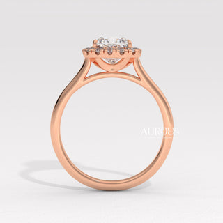 1.0CT Cushion Cut Halo Diamond Moissanite Engagement Ring