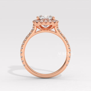 1.0CT Cushion Cut Diamond Halo Pave Setting Moissanite Engagement Ring