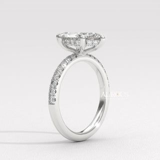 2.0CT Marquise Cut Pave Setting Moissanite Engagement Ring