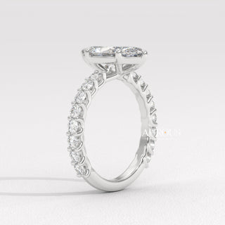 2.0CT Marquise Diamond Pave Setting Moissanite Engagement Ring