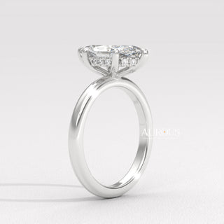 2.0CT Marquise Diamond Hidden Halo Moissanite Engagement Ring