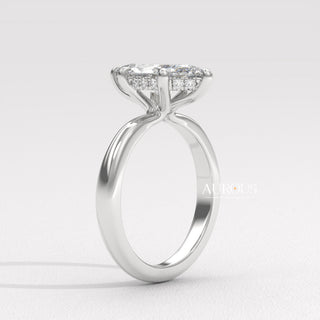 2.0CT Marquise Cut Hidden Halo Diamond Moissanite Engagement Ring