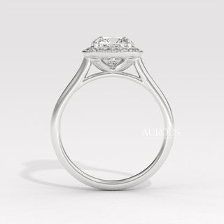 1.50CT Cushion Cut Halo Setting Moissanite Engagement Ring