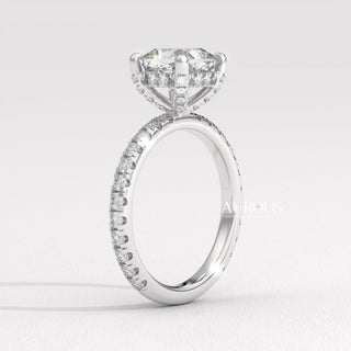 1.0CT Cushion Cut Hidden Halo Setting Moissanite Engagement Ring