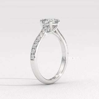 1.0CT Cushion Diamond Pave Setting Moissanite Engagement Ring