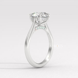 1.0CT Cushion Cut Hidden Halo Moissanite Engagement Ring