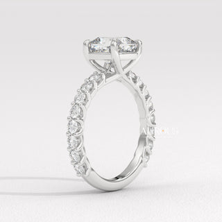 1.50CT Cushion Diamond Pave Setting Moissanite Engagement Ring