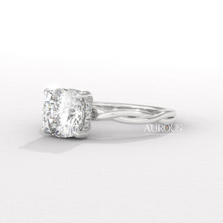 2.0CT Cushion Cut Twisted Hidden Halo Moissanite Engagement Ring