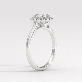 1.0CT Cushion Cut Halo Diamond Moissanite Engagement Ring